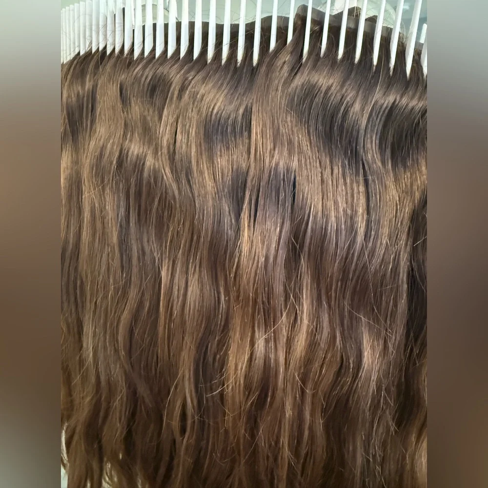 BELLAMI Silk Seam 220 G 6-Piece Dark Brown / Chestnut Brown Clip In Extensions - Picture 2 of 8